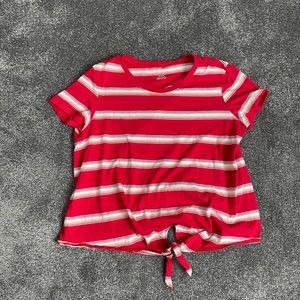 American Eagle tie front striped shirt